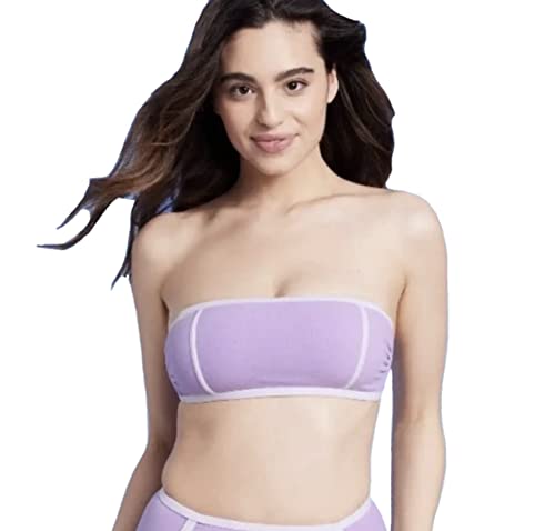 Photo 1 of Kona Sol Women's Plus Terry Textured Solid Bandeau with Binding Bikini Top - Purple - Size 3X (24W-26W) TOP ONLY
