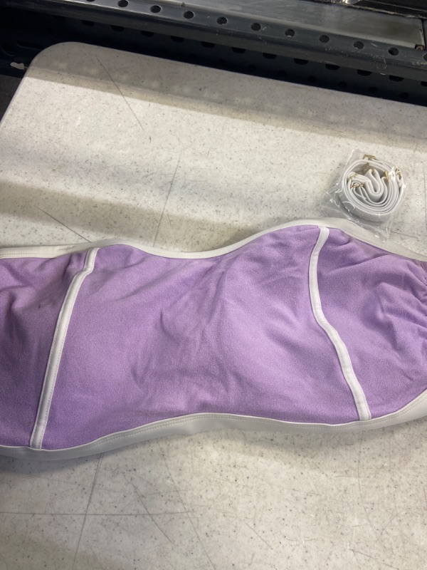 Photo 2 of Kona Sol Women's Plus Terry Textured Solid Bandeau with Binding Bikini Top - Purple - Size 3X (24W-26W) TOP ONLY
