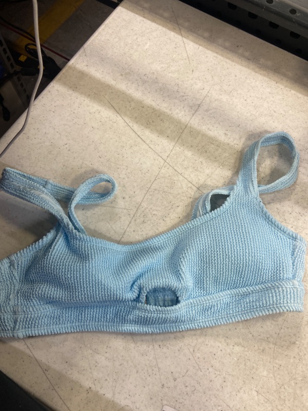 Photo 2 of Juniors' Textured Cut Out Scoop Neck Braette Bikini Top - Xhiaration™ size L top only
