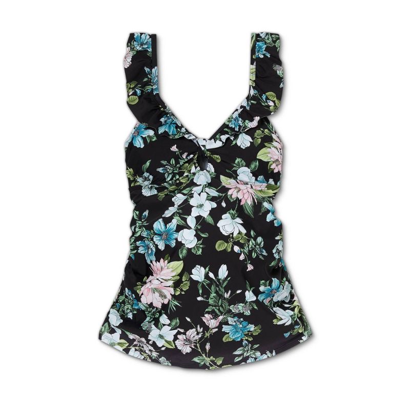 Photo 1 of V-Neck Peephole Ruffle Aternity Tankini Top - Isabel Aternity by Ingrid & Isabel™ Floral SMALL
