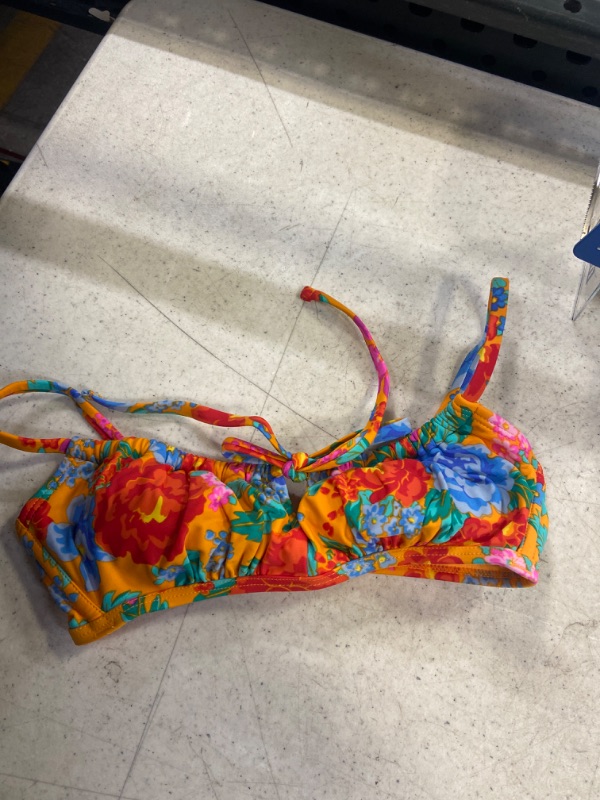 Photo 2 of Juniors' Tunneled Tie-Front Bralette Bikini Top - Xhilaration™ Multi Floral Print SIZE XS TOP ONLY
