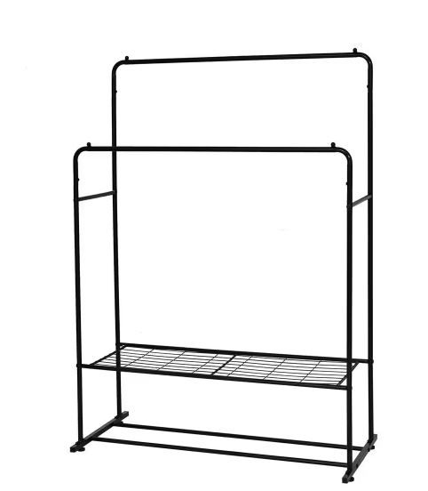 Photo 1 of 19.68 in. L x 43.3 in. W x 60.24 in. H Black Freestanding Double Rods Multi-Functional Metal Hanger