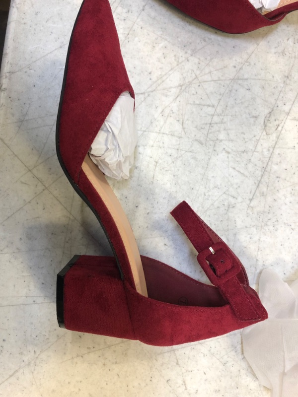 Photo 1 of Burgundy Suede Ankle Strap Heels