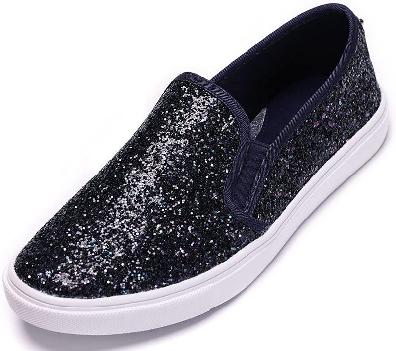 Photo 1 of FEVERSOLE Women's Fashion Slip-On Sneaker Casual Flat Loafers NAVY BLUE ***SIZE 8****