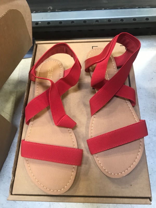 Photo 1 of DREAM PAIRS Women's Elastic Ankle Strap Flat Sandals Summer Dressy Shoes Cute Strappy Gladiator Sandals  ***SIZE 9****