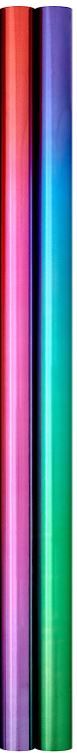 Photo 1 of Hallmark Ombre Foil Wrapping Paper with Cut Lines on Reverse Blue & Green, Red & Purple