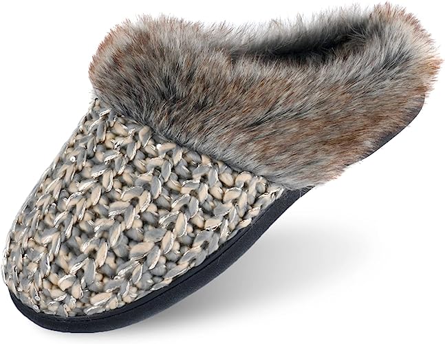 Photo 1 of DL Womens Warm Memory Foam House Slippers Winter Slip on Womens Indoor Bedroom Slippers Non-Slip ***SIZE 7-8***