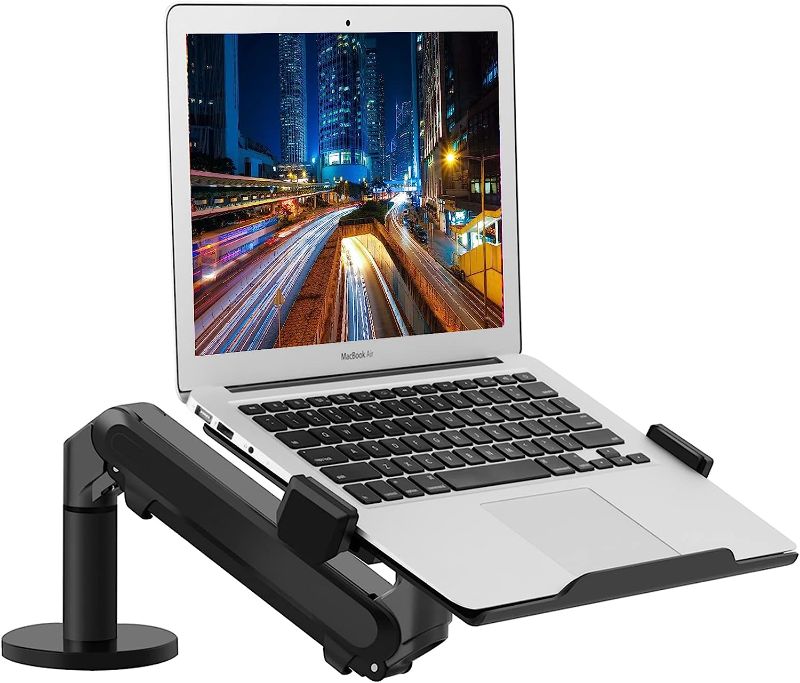 Photo 1 of MPK Laptop arm Mount for Desk, Single Gas Spring Laptop Arm Desk Stand/Holder,Extra Laptop Tray Fits 12-17" Laptops/Notebook