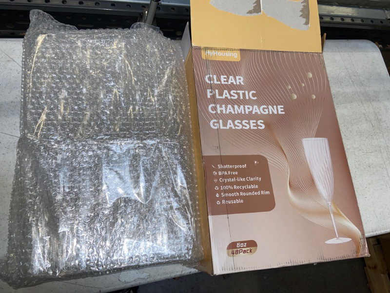 Photo 2 of HyHousing 48 Plastic Champagne Flutes, Clear Disposable Plastic Champagne Glasses Reusable Wine Cocktail Cups for Home Daily Life Party Wedding Toasting Drinking Birthday(6 oz)
