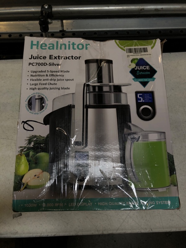 Photo 2 of 1000W 5-SPEED LCD Screen Centrifugal Juicer Machines Vegetable and Fruit, Healnitor Juice Extractor with Big Adjustable 3" Big Mouth, Easy Clean, BPA-Free, High Juice Yield, Silver / ONLY PACKAGING HAS MINIMAL DAMAGE 