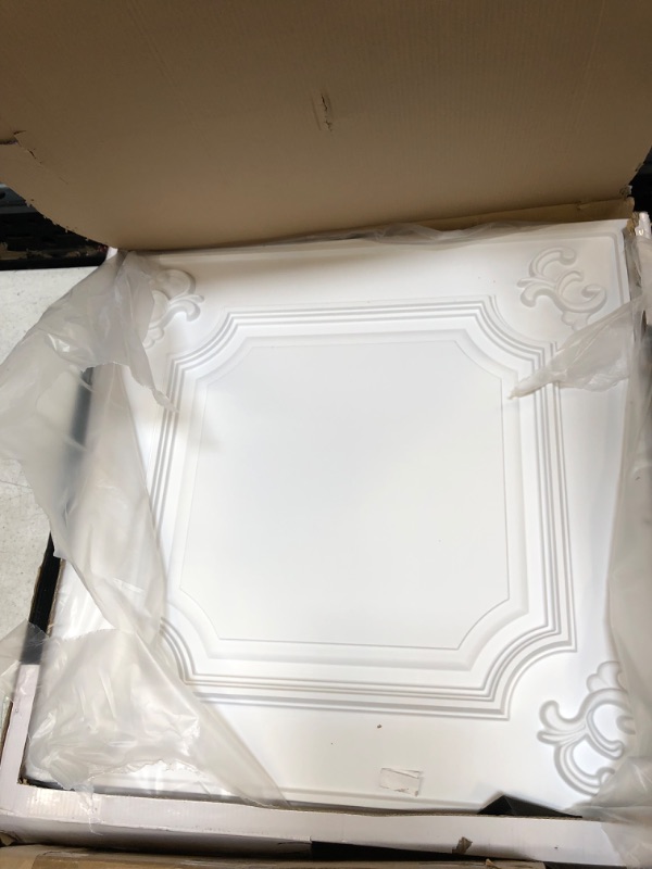 Photo 3 of Art3d Drop Ceiling Tiles 24x24 in White (12-Pack, 48 Sq.ft), Wainscoting Panels Glue Up 2x2 24"x24" White 12