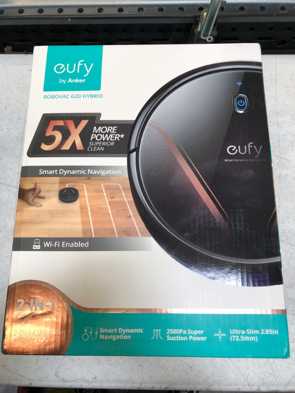 Photo 2 of eufy by Anker, RoboVac G20 Hybrid, Robot Vacuum, Dynamic Navigation, 2500 Pa Strong Suction, 2-in-1 Vacuum and Mop, Ultra-Slim, Quiet, Compatible with Alexa, Ideal for Hard Floors and Pet Hair
