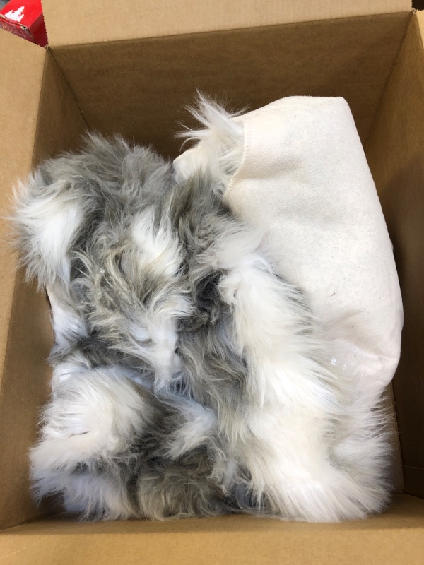 Photo 2 of Silky Soft Faux Fur Rug, 2 ft. x 3 ft. Gray Fluffy Rug, Sheepskin Area Rug, Shaggy Rug for Living Room, Bedroom, Kid's Room, or Nursery, Home Décor Accent, Machine Washable with Non-Slip Backing / STOCK PHOTO IS FOR REFERENCE ONLY 
