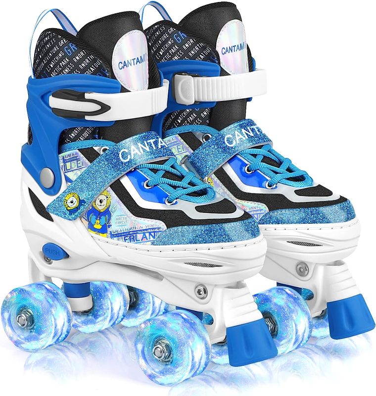 Photo 1 of Roller Skates for Kids Girls Boys 4 Size Adjustable Kids Roller Skates with Wheels Light up for Children, Teens, Beginner & Advance, Indoor Outdoor
