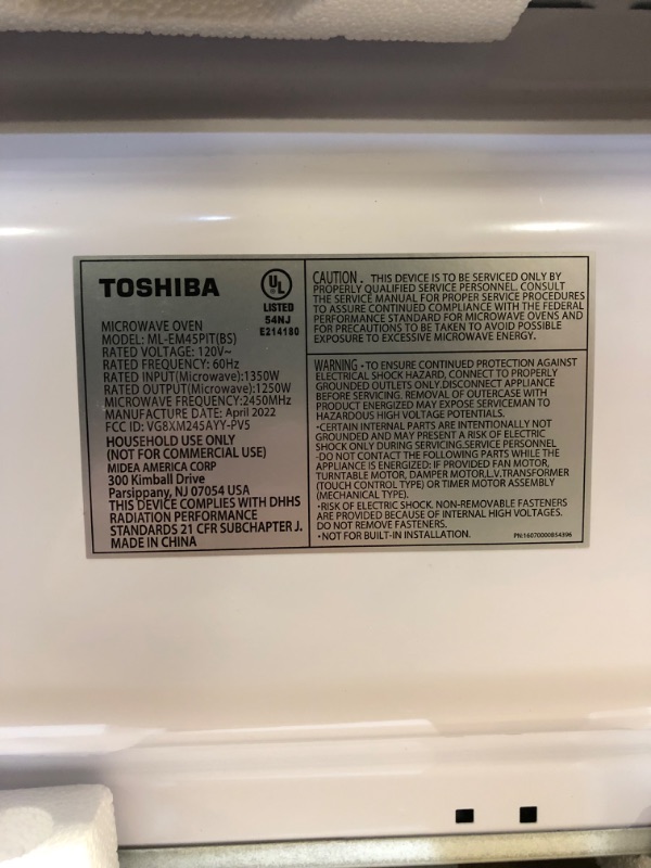 Photo 6 of Toshiba ML-EM45PIT(BS) Microwave Oven with Inverter Technology, LCD Display and Smart Sensor, 1.6 Cu.ft, Black Stainless Steel
