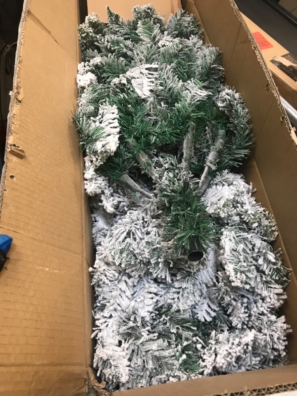 Photo 1 of Artificial Christmas Trees,Classic Pencil Tree with White Snow Flocked,Unlit 5/6/7FT 6FT