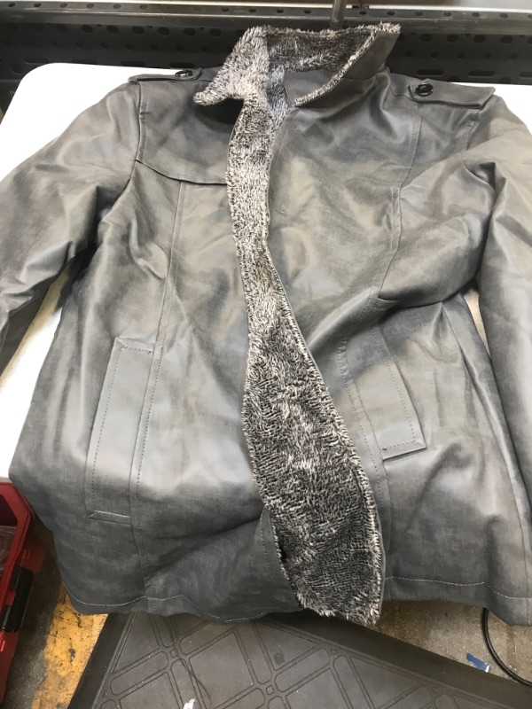 Photo 1 of GREY LEATHER JACKET , SIZE 5XL 