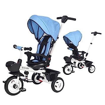 Photo 1 of BOOWAY Baby Trike, 6-in-1 Kids Stroller Tricycle with Adjustable Push Handle, Removable Canopy, Safety Harness for 6 Months - 5 Year Old