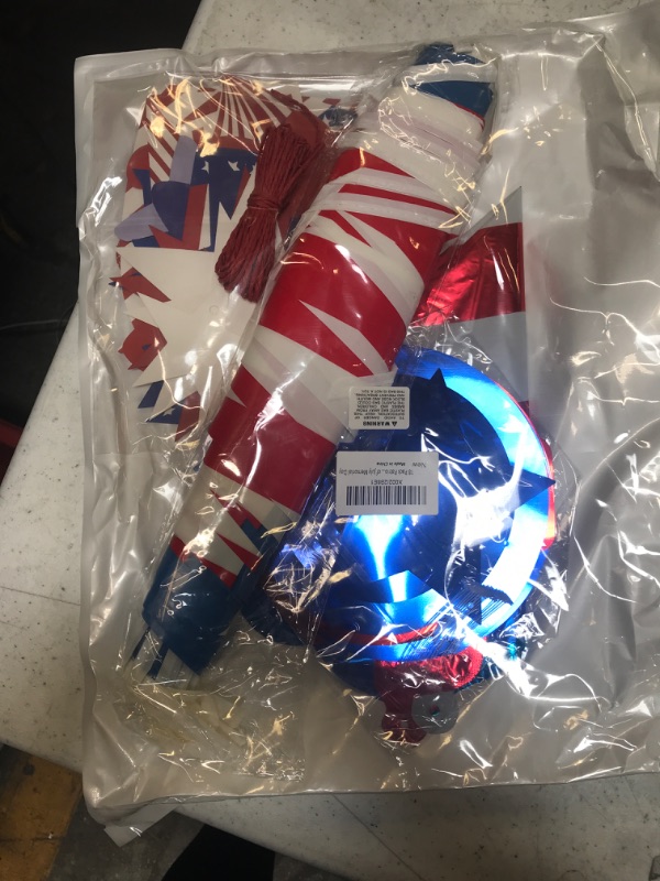 Photo 2 of 18 Pack Patriotic Decorations USA American Flag Pennant Banner Patriotic Hanging Swirl Decorations Patriotic Star Foil Balloons Red White Blue Star Banner Garland for 4th of July Memorial Day