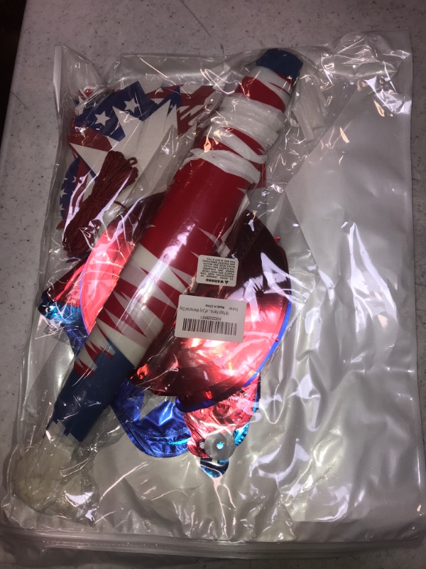 Photo 2 of 18 Pack Patriotic Decorations USA American Flag Pennant Banner Patriotic Hanging Swirl Decorations Patriotic Star Foil Balloons Red White Blue Star Banner Garland for 4th of July Memorial Day