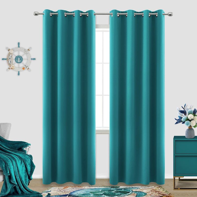 Photo 1 of 2 Teal Panel Sheer Curtains 52x95IN