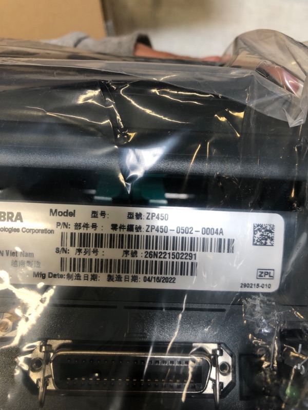 Photo 3 of Zebra ZP450 (ZP 450) Label Thermal Bar Code Printer | USB, Serial, and Parallel Connectivity 203 DPI Resolution | Made for UPS WorldShip | Includes JetSet Label Software