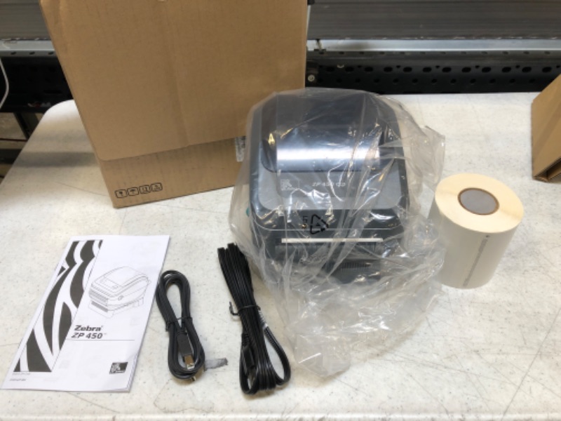 Photo 2 of Zebra ZP450 (ZP 450) Label Thermal Bar Code Printer | USB, Serial, and Parallel Connectivity 203 DPI Resolution | Made for UPS WorldShip | Includes JetSet Label Software