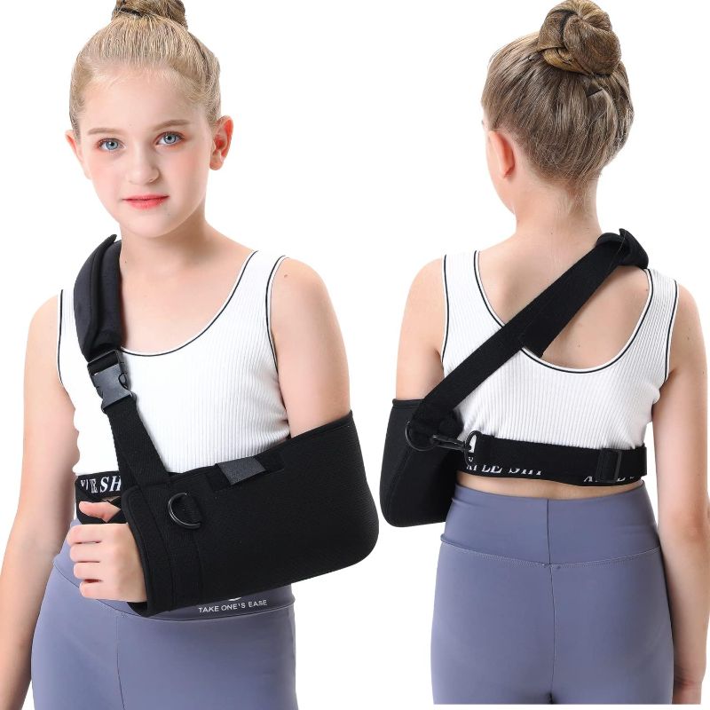 Photo 1 of Fotgok Soft Foam kids Arm Sling with Waist Belt for Shoulder Children-Shoulder Immobilizer with Strong Support-Padiatric Breathable Arm Support Brace for Shoulder Injury,Black (Small)
