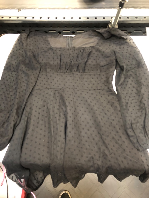 Photo 1 of Black Mesh Polka Dot Long Sleeve Dress M 