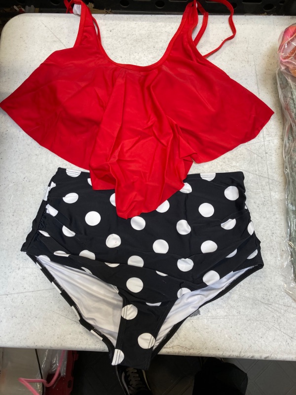 Photo 1 of 2 PCS RED POLKA DOT SWIM SUIT M