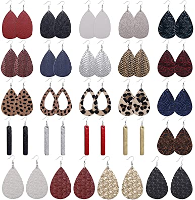 Photo 1 of AIDSOTOU 9-24 Pairs Faux Leather Earrings Set for Women Teardrop Drop Dangle Earrings Jewelry Gift …

