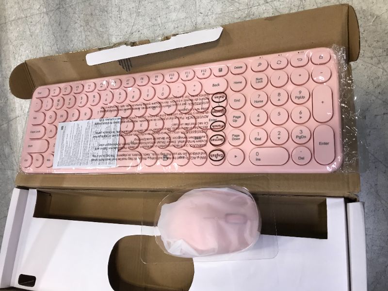 Photo 2 of Wireless Keyboard and Mouse, Round Keys, Tactile Responsive Typing, Sleep Mode, Cute Keyboard Mouse Combo, Lag-Free USB Cordless Pink Keyboard for Computer/Laptop/PC/Windows/Mac/Chrome OS - Trueque