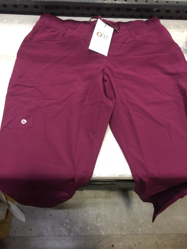 Photo 2 of BARCO One Boost Scrub Jogger for Women - Yoga Style Medical Jogger, Mid-Rise, 4-Way Stretch Women's Scrub Pant -SIZE Large Wine