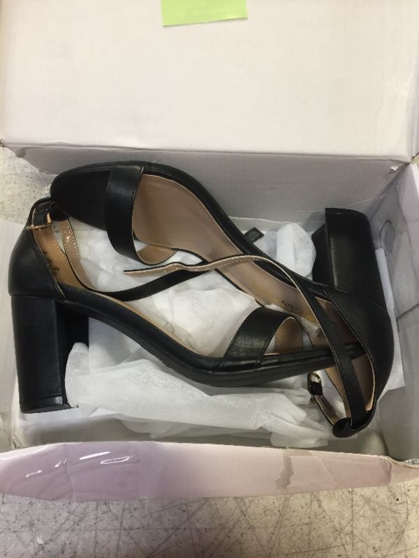 Photo 3 of Ankis Nude Black Silver Gold Heels for Women Open Toe Ankle Strap Chunky Heel Pump Sandals Party Wedding Strappy Buckle Sandals Standard Size 2.75 Inches Tall Thick Heel Design- SIZE 6.5
