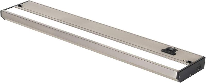 Photo 1 of 18 Inch Satin Nickel LED Under Cabinet Lighting – Dimmable -3 Color Temperature Slide Switch – Warm White (2700K), Soft White (3000K), Cool White (4000K) - Plugged-in or Hardwired Installation
