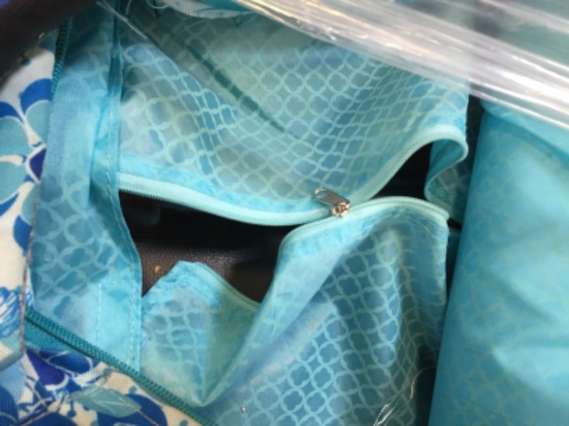 Photo 2 of J World New York Sunrise Rolling Backpack. Roller Bag with Wheels, Blue Vine, 18" ** DAMAGED **
