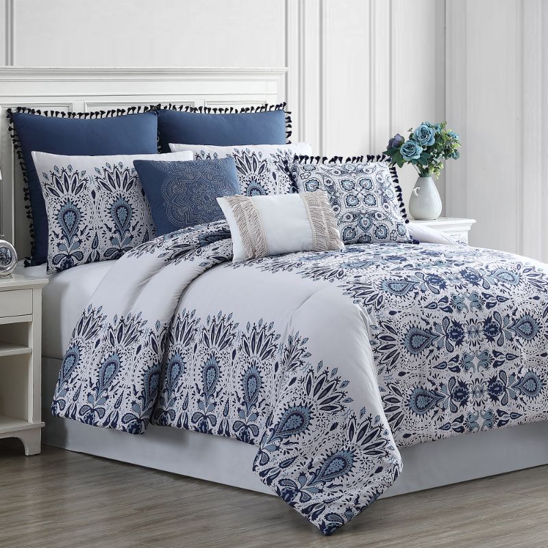 Photo 1 of 8 Piece Embellished Comforter Set Karina Queen
