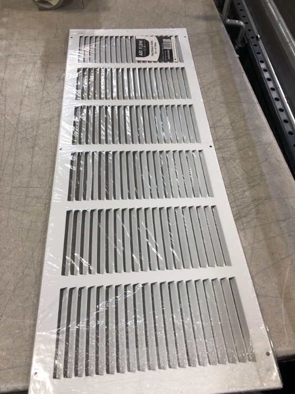 Photo 2 of Air Flow Decor 30" x 10" Steel Return Air Grille | HVAC Vent Cover Grill for Wall, Sidewall and Ceiling | Air Return Vent Covers, White (Screws Included) | Outside Dimensions: 31.75"W x 11.75"H