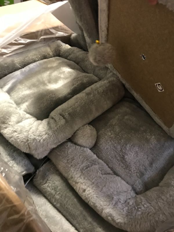 Photo 4 of Heybly Cat Tree 73 inches XXL Large Cat Tower for Indoor Cats ,Multi-Level Cat Furniture Condo for Large Cats with Padded Plush Perch, Cozy Basket and Scratching Posts Light Gray HCT030W Light Grey