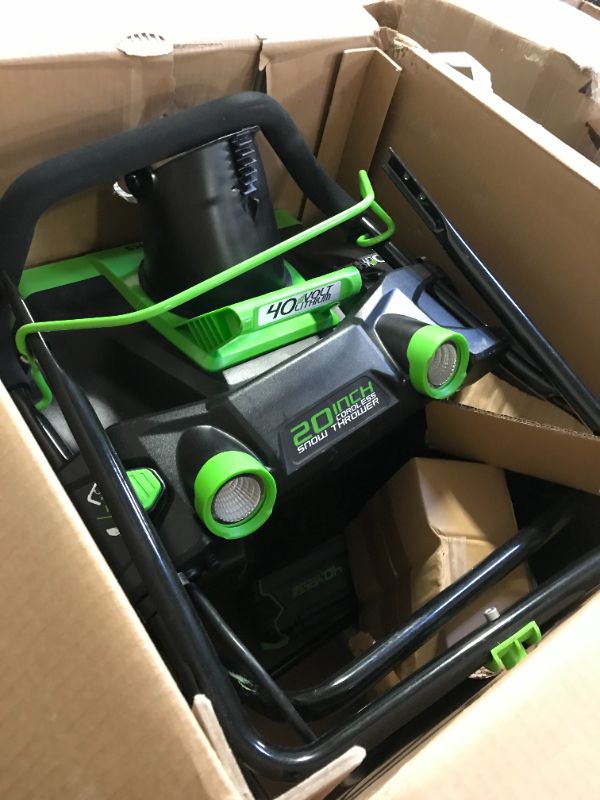 Photo 3 of Greenworks 40V 20-Inch Brushless Snow Blower with 4Ah Battery and Charger, 26272 With/4Ah Battery