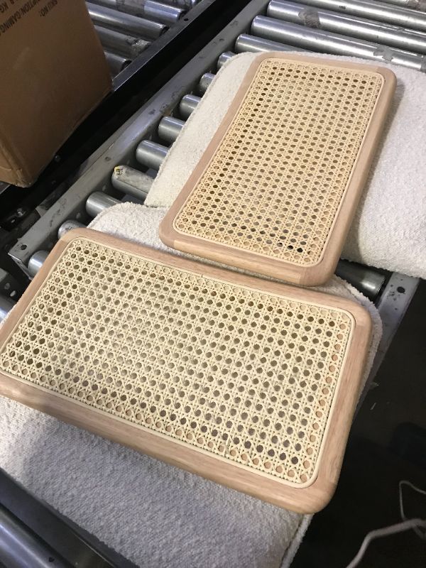 Photo 1 of Zesthouse Mid-Century Modern Dining Chairs, Accent Rattan Kitchen Chairs, Armless Mesh Back Cane Chairs, Upholstered Fabric Chairs with Metal Chrome Legs, S2 Pieces