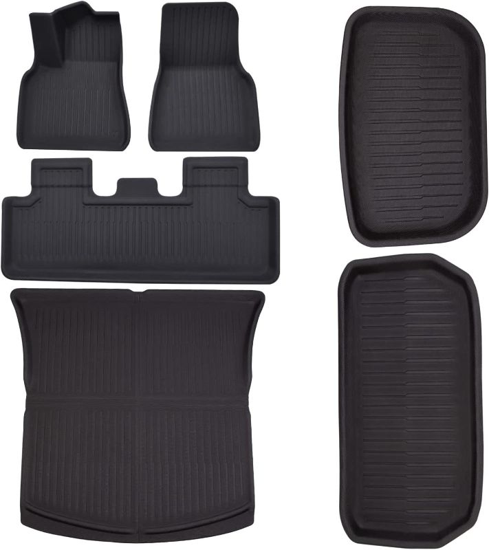 Photo 1 of SUPER LINER All Weather Floor Mats for Tesla Model Y 5-Seat 2021 2022 2023 Custom Fit xpe Car Floor Mats Cargo Liner Trunk Mat Interior Accessories 
