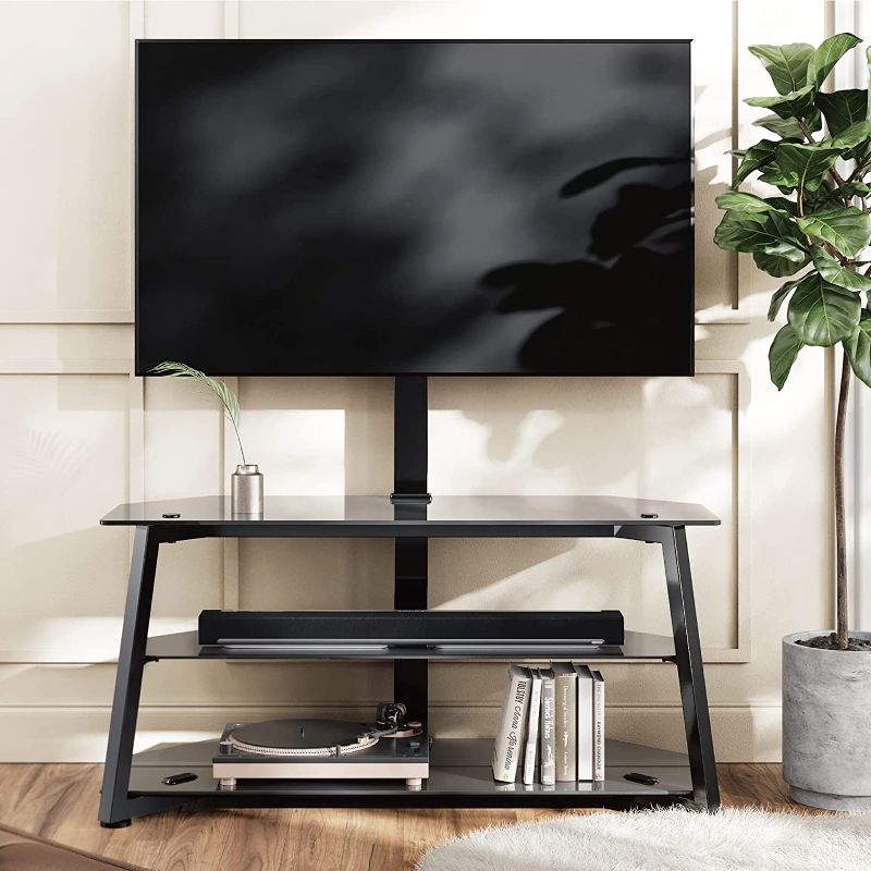 Photo 1 of FITUEYES Floor TV Stand Height Adjustable 3-in-1 TV Stand Base Entertainment Stand for 37 to 70 inch Plasma LCD LED Flat or Curved Screen TVs,VESA 600x400mm, Hold up 99lbs

