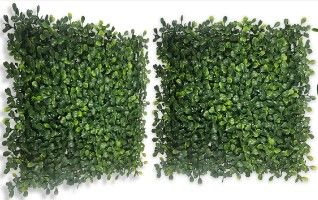 Photo 1 of Bybeton Artificial Green Wall Panel,10"x 10"(12pcs) Boxwood Faux Grass Wall Panels for Interior Wall, Backdrop Wall,Garden Wall and Indoor Outdoor Plant Wall Decor 10*10IN 12P Green