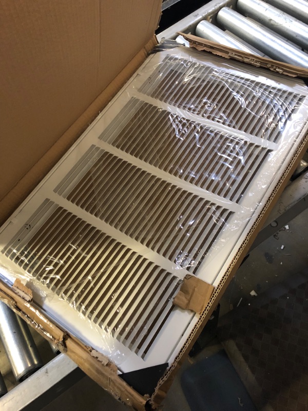Photo 3 of 24"w X 14"h Steel Return Air Grilles - Sidewall and Ceiling - HVAC Duct Cover - White [Outer Dimensions: 25.75"w X 15.75"h]
