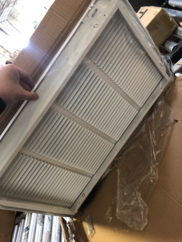 Photo 4 of 24"w X 14"h Steel Return Air Grilles - Sidewall and Ceiling - HVAC Duct Cover - White [Outer Dimensions: 25.75"w X 15.75"h]
