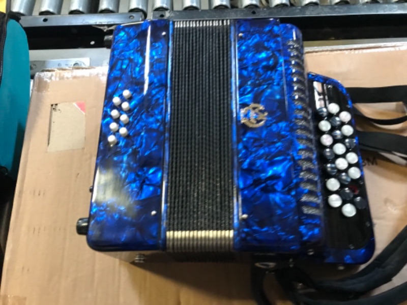 Photo 1 of 22 Key Piano Accordion 8 Bass Professional Button Reed Accordion Instrument for Beginner with Storage Bag
