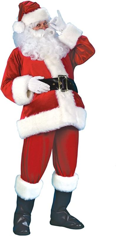 Photo 1 of Lingway Toys Mr Santa Claus Adult Costume,Santa Claus Top,Pants,Hat,Boots Covers,Belt,Beard,Gloves All In 9pcs Set,Adult S/M