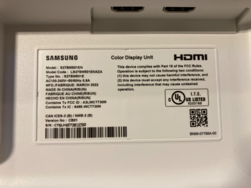 Photo 4 of SAMSUNG 27" M50B Series FHD Smart Monitor w/Streaming TV, 4ms, 60Hz, HDMI, HDR10, Watch Netflix, YouTube and More, Slimfit Camera, IoT Hub, Mobile Connectivity, 2022, LS27BM501ENXZA, White White 27-inch M50B (2022 Refresh) GameHome + IOT Hub