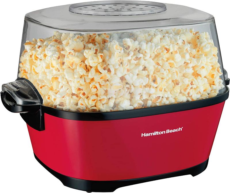 Photo 1 of Hamilton Beach Electric Hot Oil Popcorn Popper, Healthy Snack Maker, 24 Cups, Red (73302)
